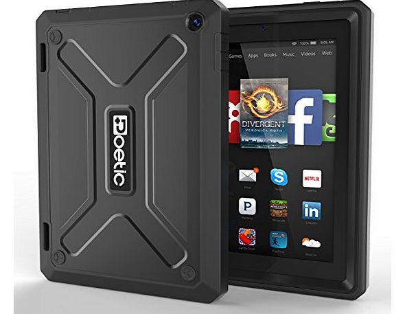 Fire HD 7 Case - Poetic Amazon Fire HD 7 4th Gen Case [REVOLUTION Series] - Rugged Hybrid Case with Built-in Screen Protector for Amazon Kindle Fire HD 7 4th Generation (2014) Black (3-Year Manufactur